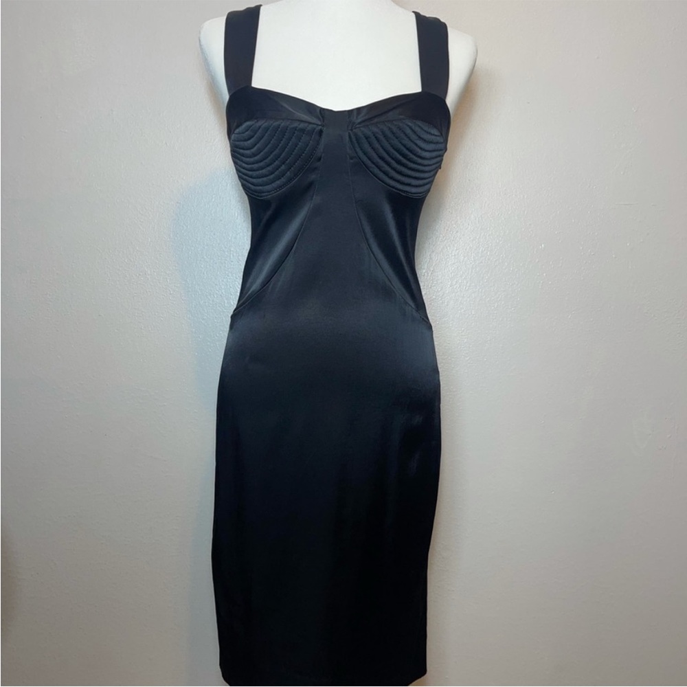 Black Halo Satin Bodycon Dress Size 8